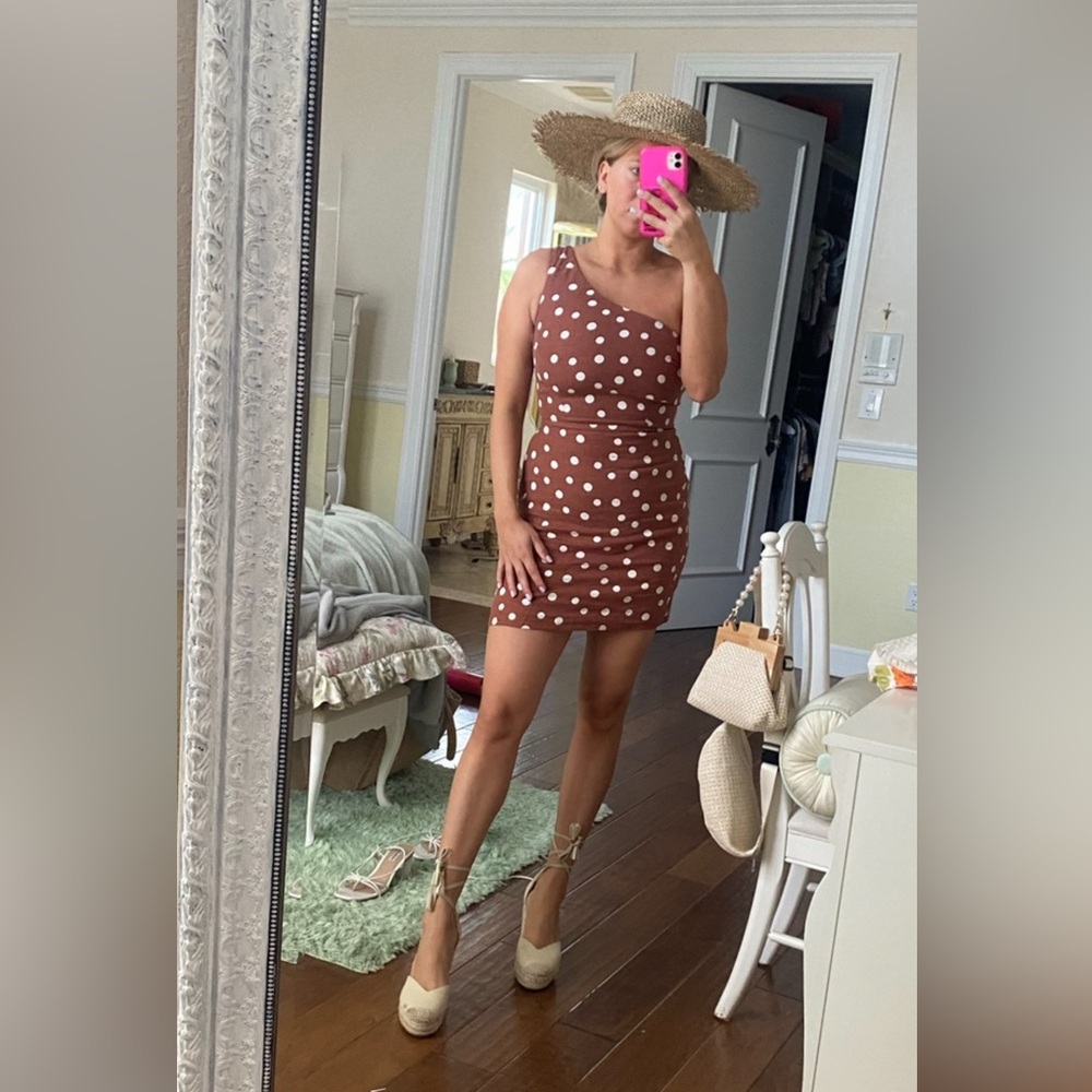 Abercrombie brown and white polka dot dress